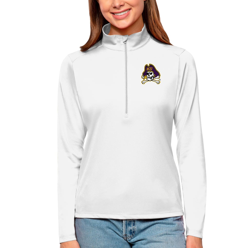 ECU Pirates Antigua Women's Tribute Quarter-Zip Pullover Top - White