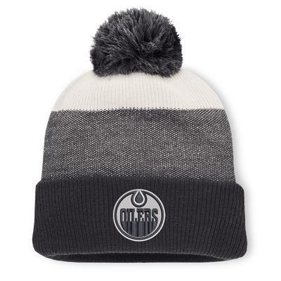Edmonton Oilers Fanatics Monochrome Cuffed Knit Hat with Pom - Black/Light Beige