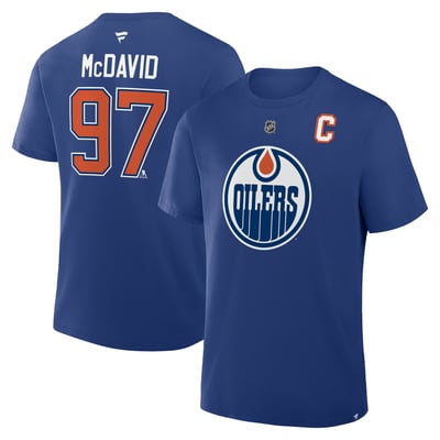 Connor McDavid Edmonton Oilers Fanatics Authentic Stack Name & Number T-Shirt - Royal