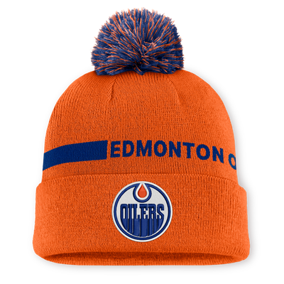 Edmonton Oilers Fanatics Authentic Pro Rink Cuffed Knit Hat with Pom - Orange