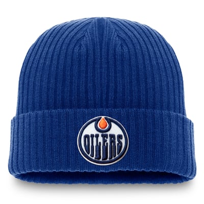  Edmonton Oilers Fanatics Core Primary Logo Cuffed Knit Hat - Royal