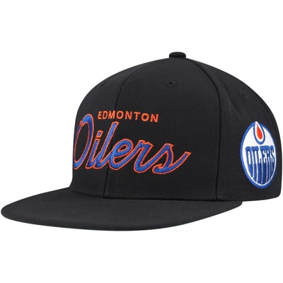 Edmonton Oilers Mitchell & Ness Core Team Script 2.0 Snapback Hat - Black
