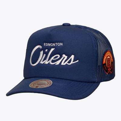 Edmonton Oilers Mitchell & Ness Head Coach Trucker Adjustable Hat - Navy