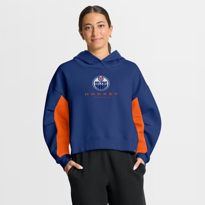 Edmonton Oilers Fanatics Women's Back Check Boxy Hoodie - Royal