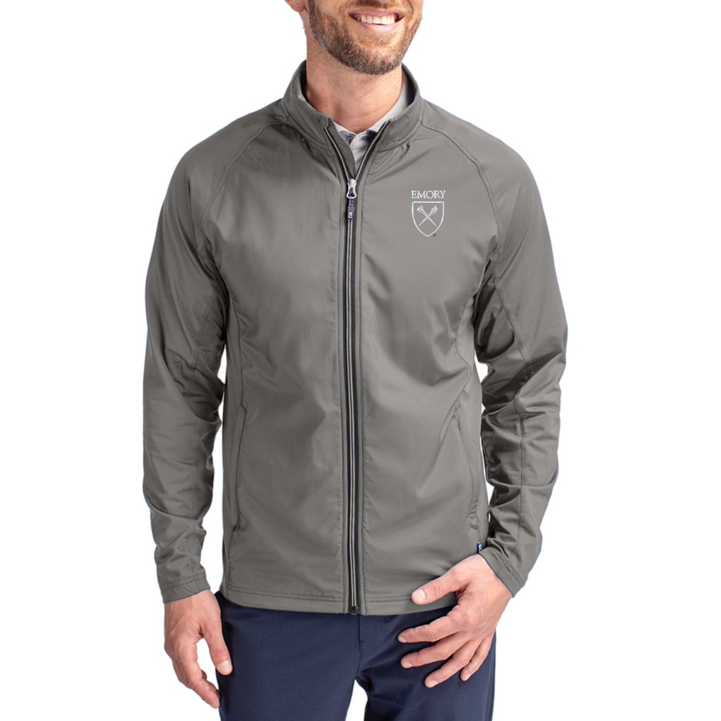 Emory Eagles Cutter & Buck Primary Logo Adapt Eco Knit Raglan Full-Zip Jacket - Gray