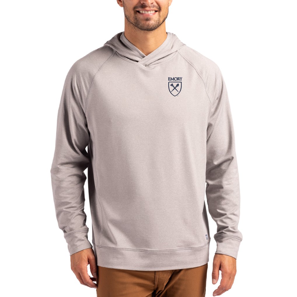 Emory Eagles Cutter & Buck Primary Logo Adapt Knit Raglan Pullover Hoodie - Heather Gray