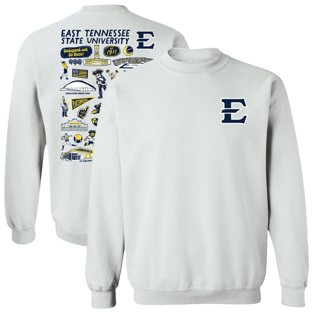  ETSU Buccaneers Vive La Fete Women's Impressions Artwork Pullover Sweatshirt - White