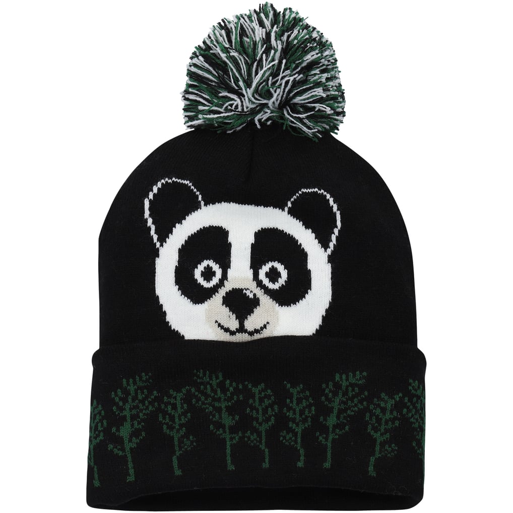 Explore Youth Panda Cuffed Knit Hat with Pom - Black