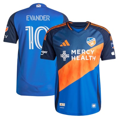 Evander da Silva Ferreira FC Cincinnati adidas 2025 Orange and Blue Legacy Kit On-Field Authentic Jersey - Blue