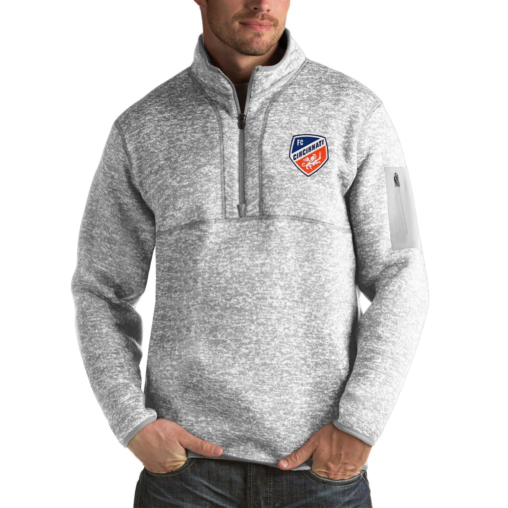 FC Cincinnati Antigua Fortune Quarter-Zip Pullover Jacket - Gray