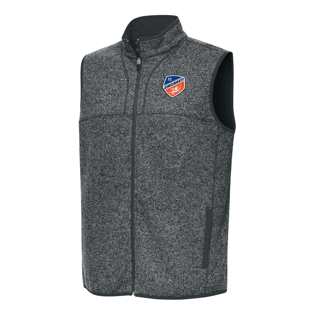 FC Cincinnati Antigua Fortune Full-Zip Vest - Heather Charcoal