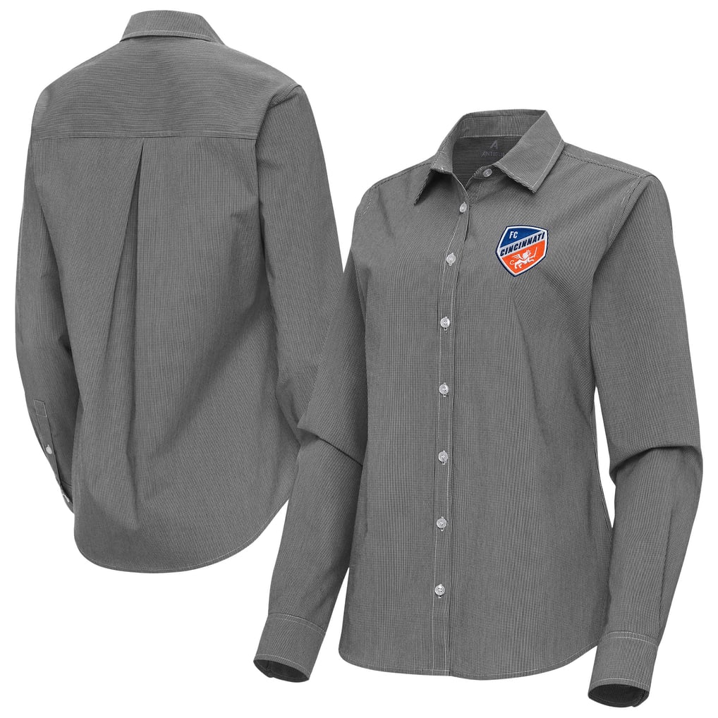 FC Cincinnati Antigua Women's Porter Woven Tri-Blend Long Sleeve Button-Up Shirt - Black