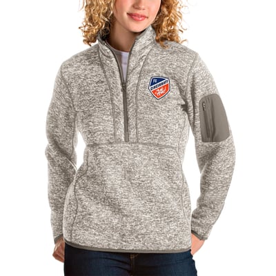 FC Cincinnati Antigua Women's Fortune Quarter-Zip Pullover Jacket - Tan