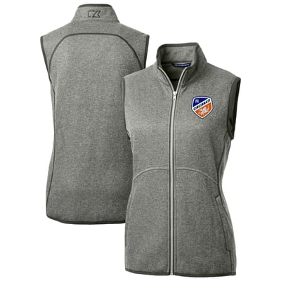  FC Cincinnati Cutter & Buck Women's  Mainsail Sweater-Knit Full-Zip Vest - Heather Gray