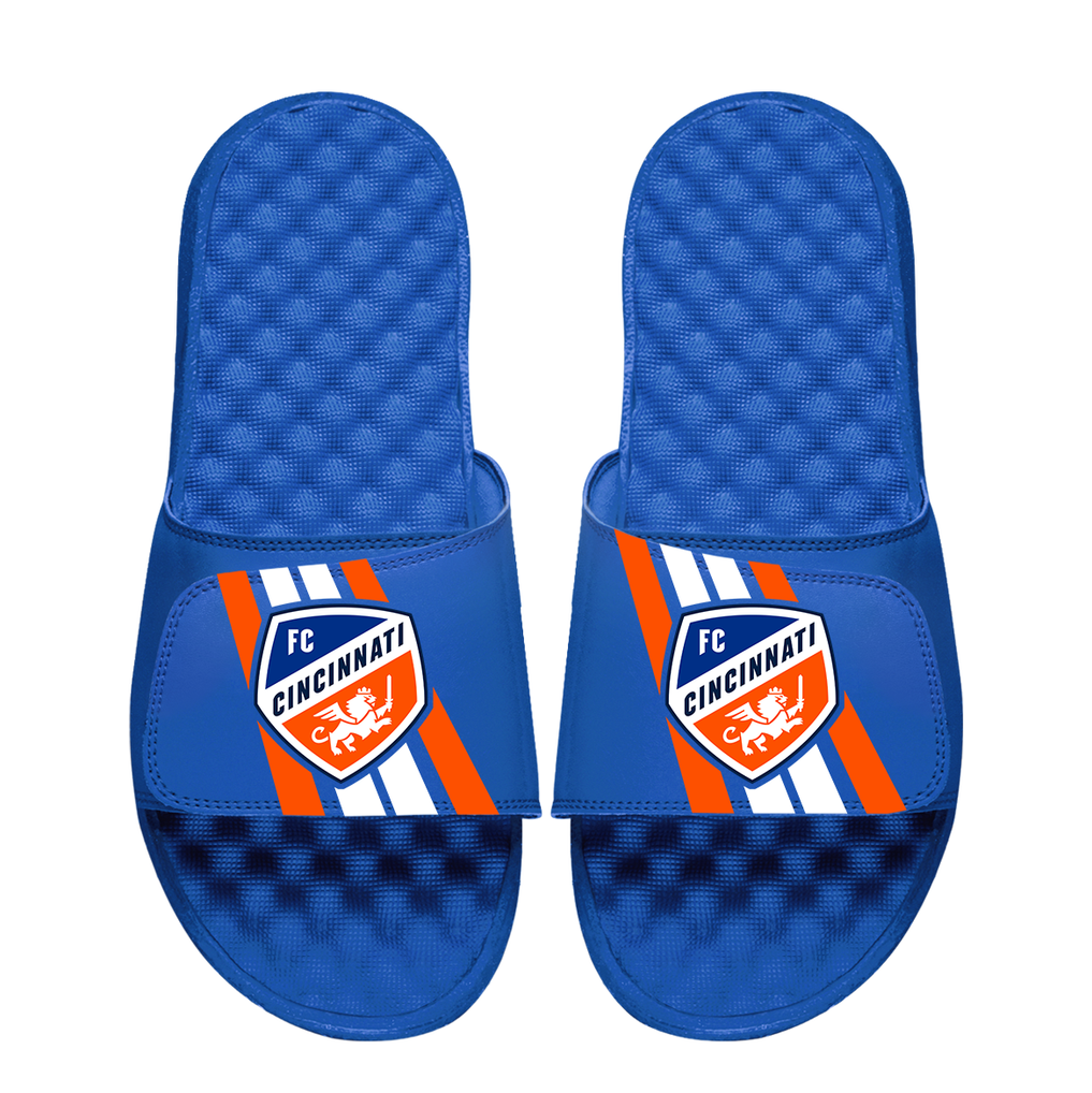 FC Cincinnati ISlide Youth Vertical Stripes Slide Sandals - Royal