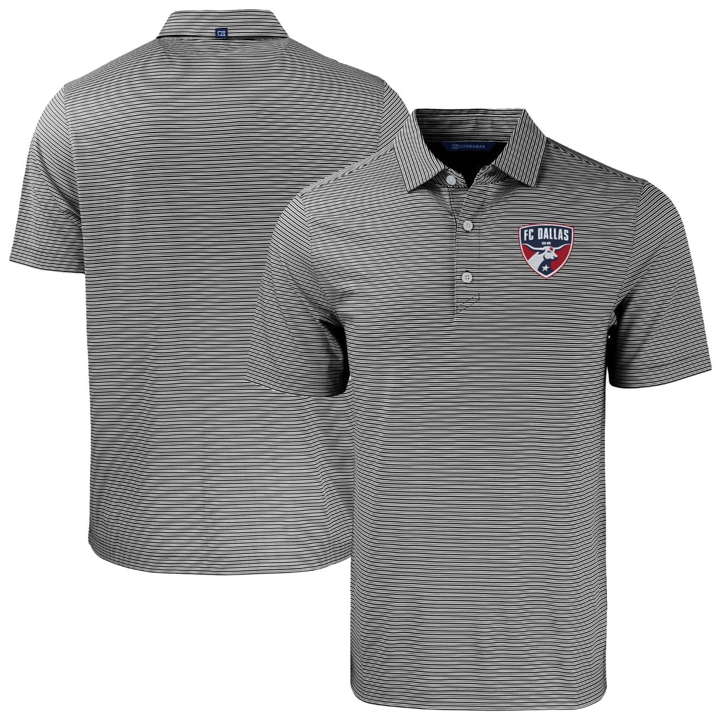 FC Dallas Cutter & Buck Forge Eco Double Stripe Stretch Recycled Tri-Blend Polo - Black/White