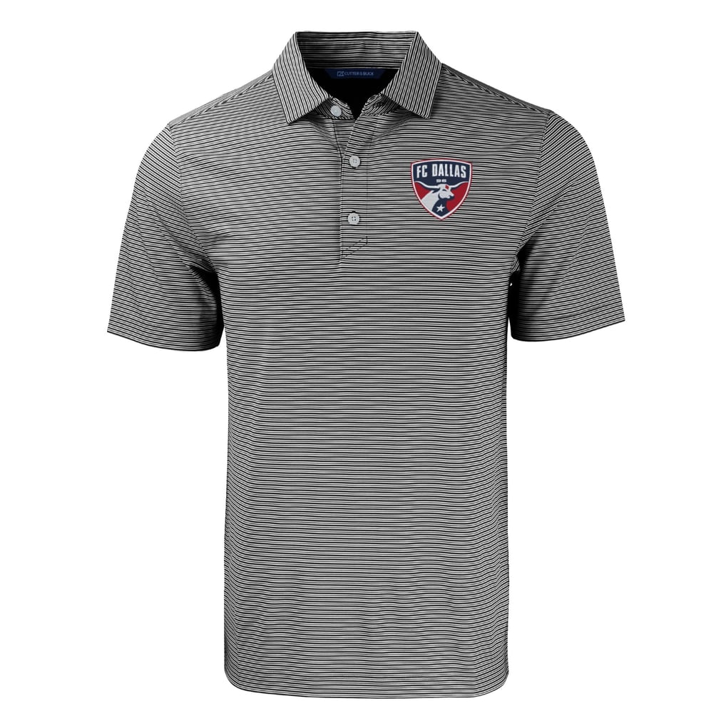 FC Dallas Cutter & Buck Forge Eco Double Stripe Stretch Recycled Tri-Blend Polo - Black/White