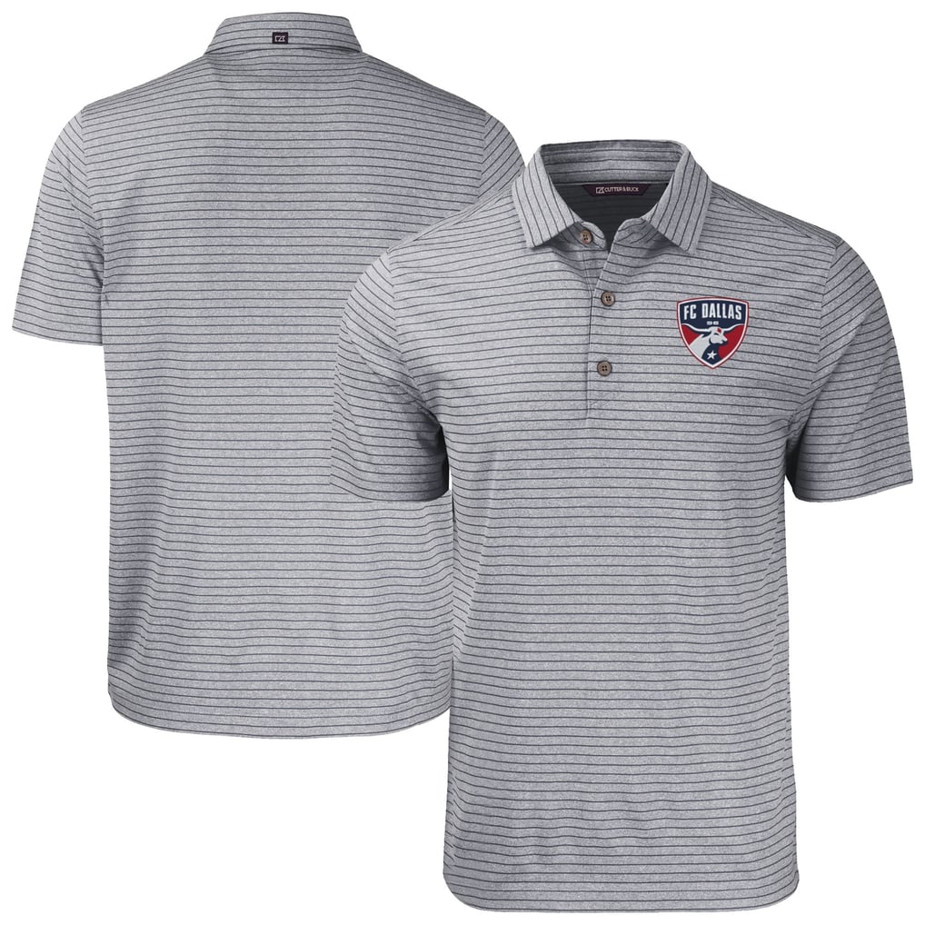 FC Dallas Cutter & Buck Forge Eco Stripe Stretch Recycled Tri-Blend Polo - Heather Gray