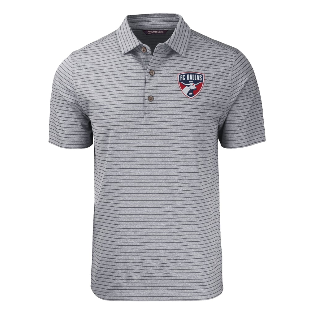 FC Dallas Cutter & Buck Forge Eco Stripe Stretch Recycled Tri-Blend Polo - Heather Gray