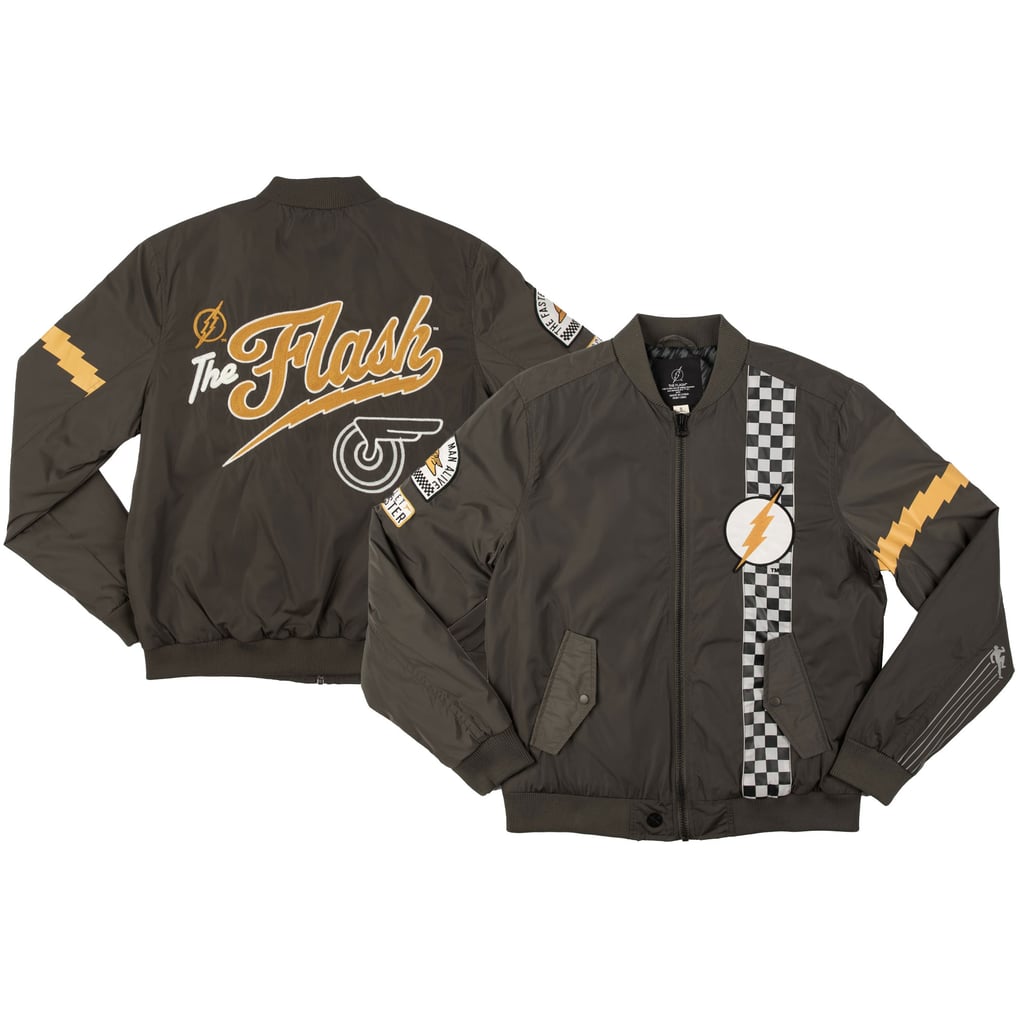 Flash Heroes & Villains Checkered Full-Zip Bomber Jacket - Black