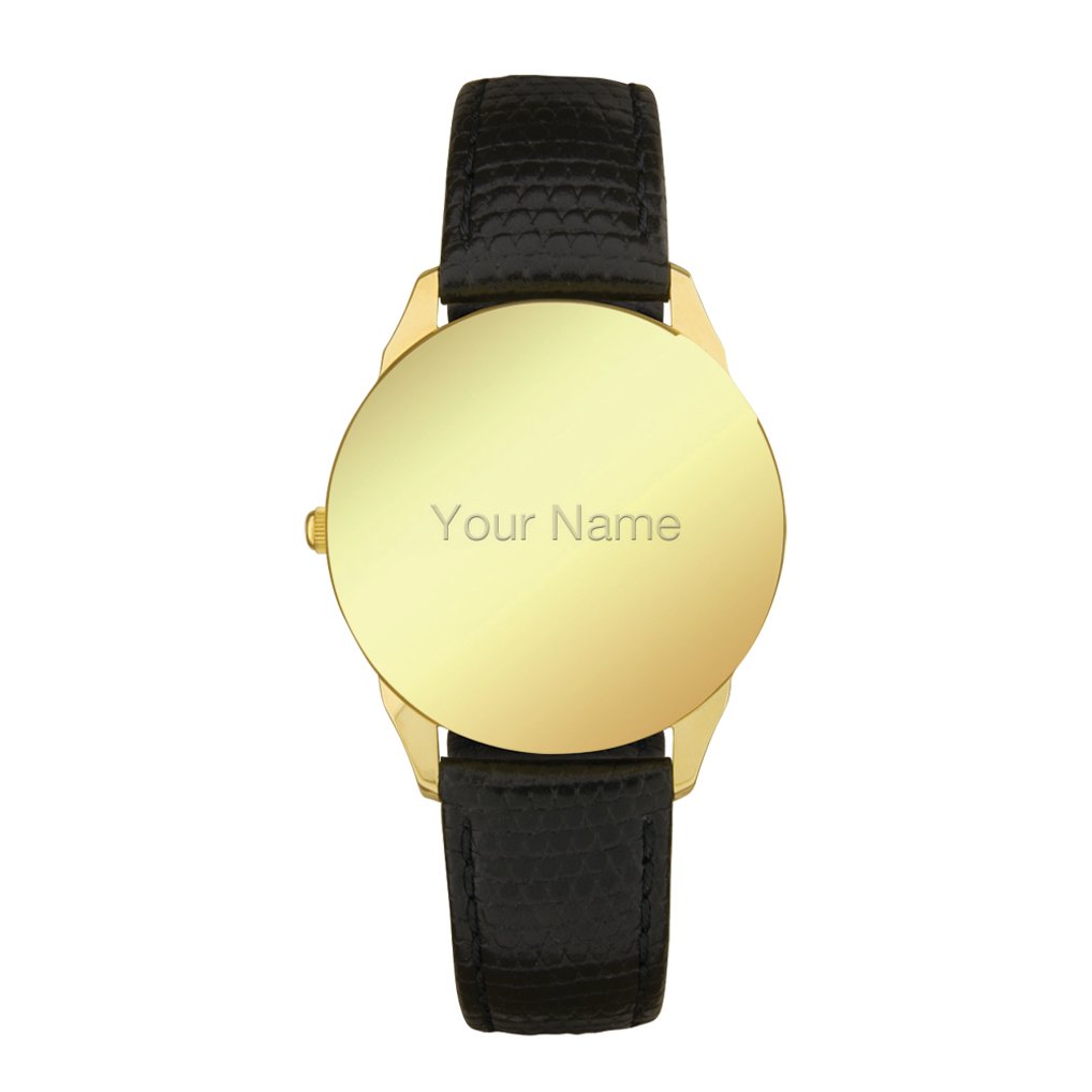 Florida Gators Personalized Medallion Black Leather Wristwatch - Gold