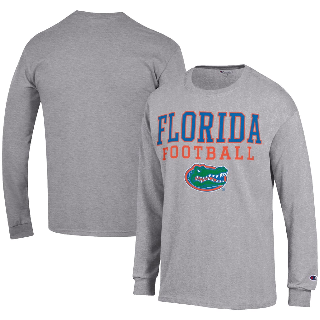 Florida Gators Champion Football Stack Long Sleeve T-Shirt - Heather Gray