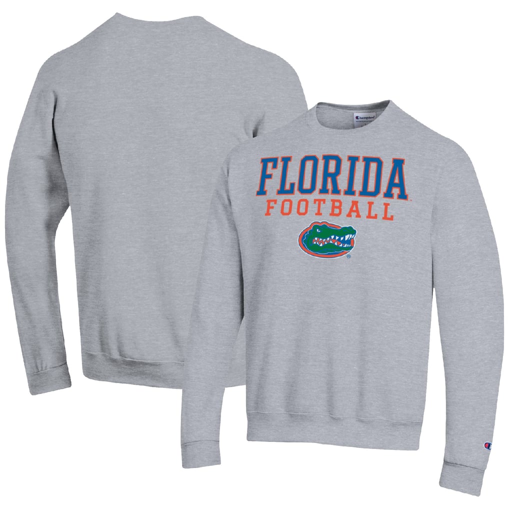 Florida Gators Champion Football Stacked Pullover Sweatshirt - Heather Gray