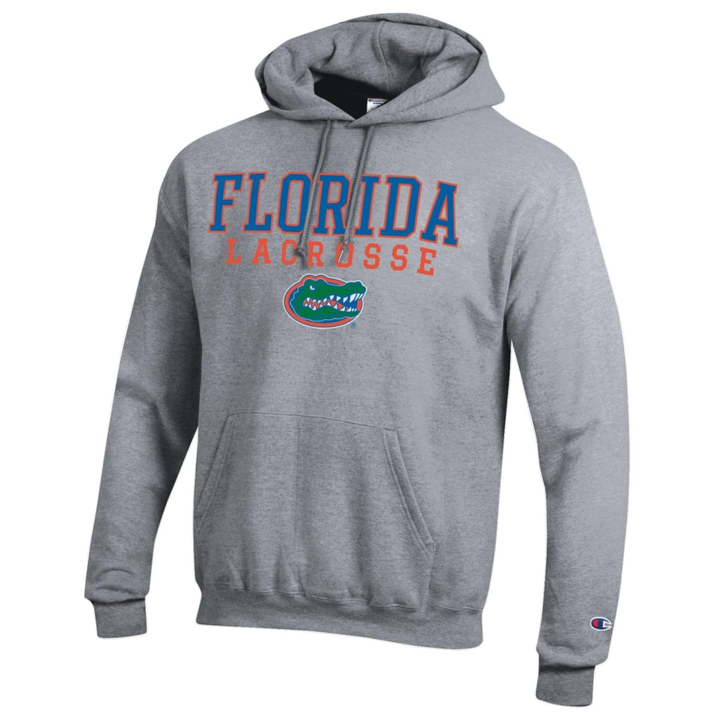 Florida Gators Champion Stack Logo Lacrosse Powerblend Pullover Hoodie - Heather Gray