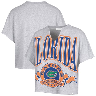  Florida Gators '47 Women's Banners Out Oversized Notch-Neck T-Shirt - Gray