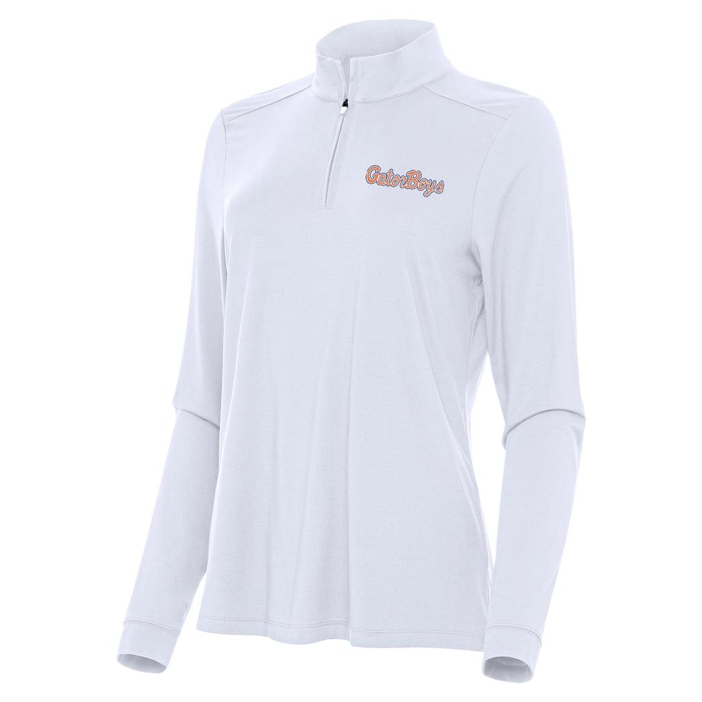  Florida Gators Antigua Women's GatorBoys Intent Quarter-Zip Pullover - White