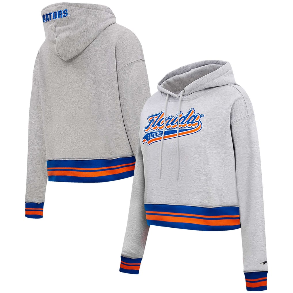 Florida Gators Pro Standard Women's Script Tail Fleece Cropped Pullover Hoodie - Heather Gray
