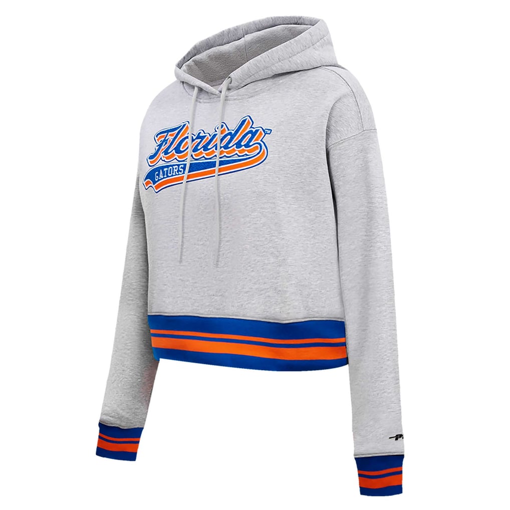 Florida Gators Pro Standard Women's Script Tail Fleece Cropped Pullover Hoodie - Heather Gray