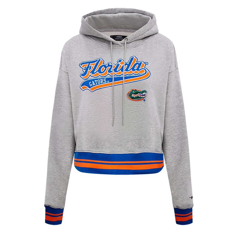 Florida Gators Pro Standard Women's Script Tail Fleece Cropped Pullover Hoodie - Heather Gray