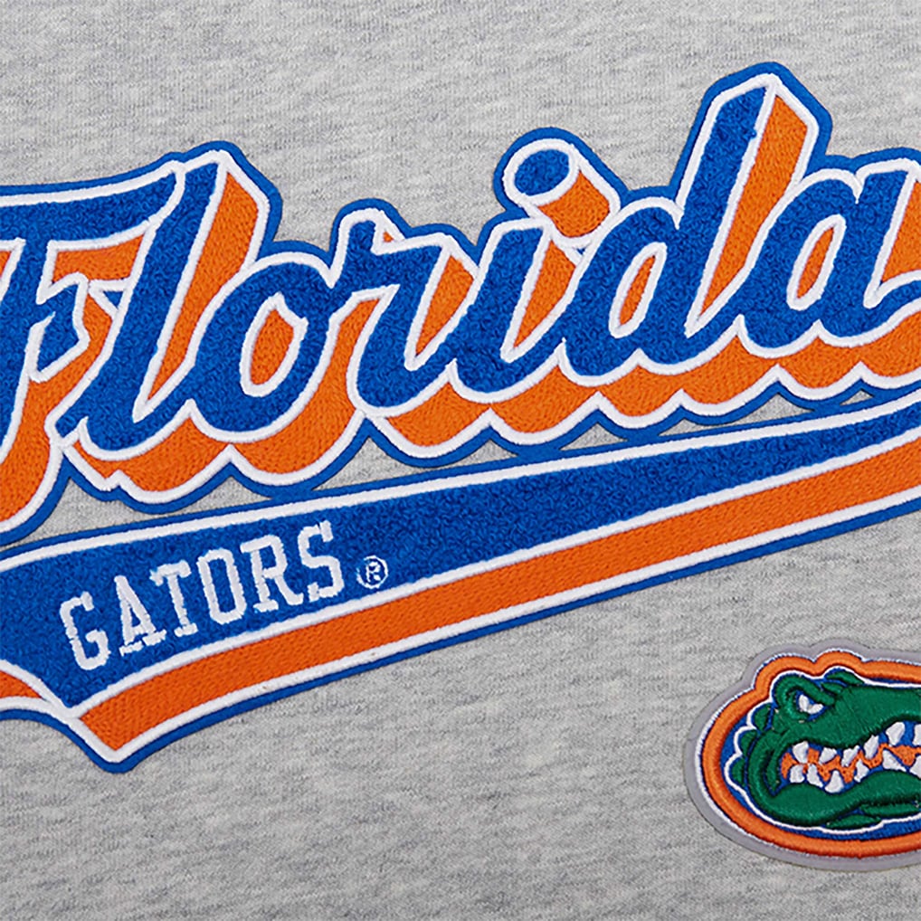 Florida Gators Pro Standard Women's Script Tail Fleece Cropped Pullover Hoodie - Heather Gray