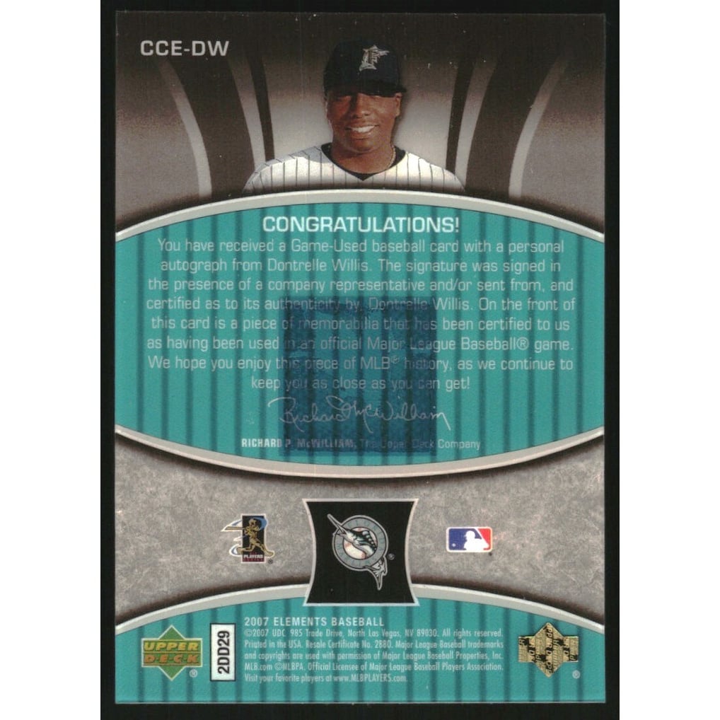 2007 Upper Deck Elements Clear Cut Elements Gold #DW Dontrelle Willis