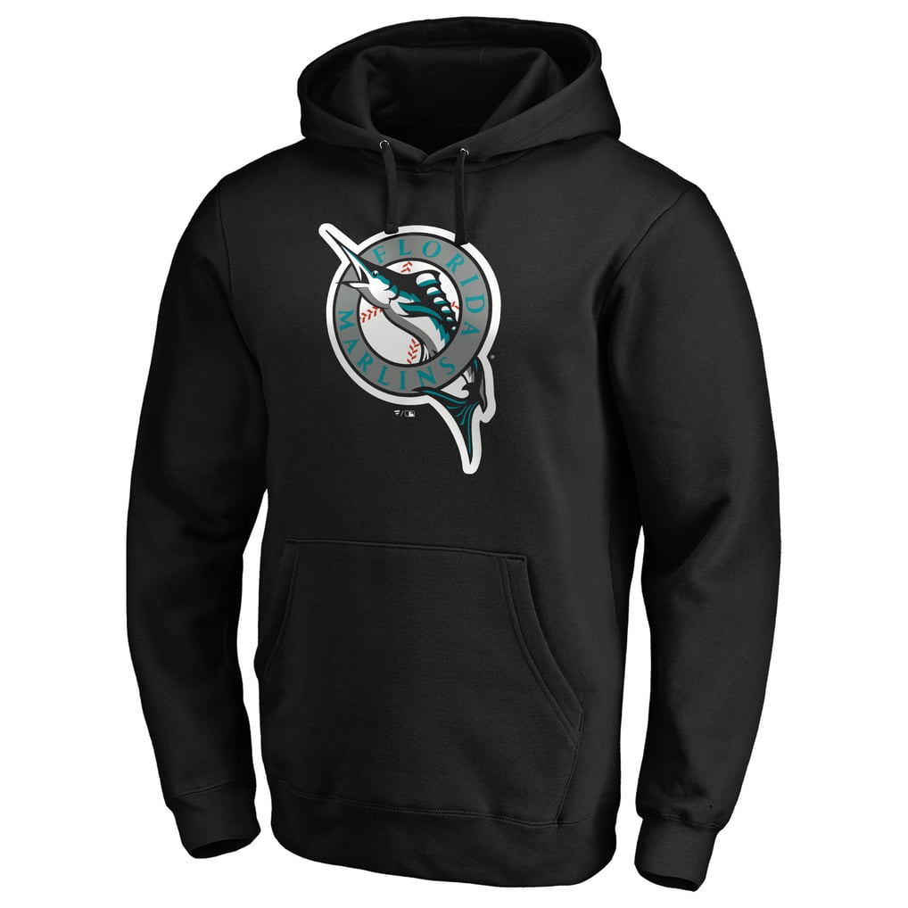 Miami Marlins Cooperstown Collection Huntington Logo Fitted Pullover Hoodie - Black