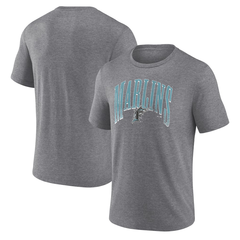 Florida Marlins Line Corps Tri-Blend T-Shirt - Heather Gray