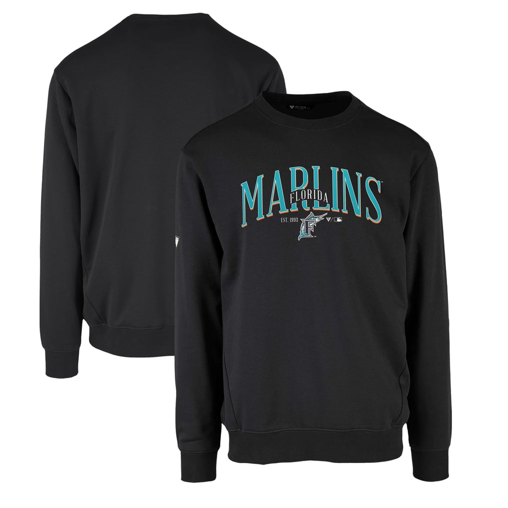 Florida Marlins Levelwear Zane Cooperstown Collection Retro Spellout Pullover Sweatshirt - Black