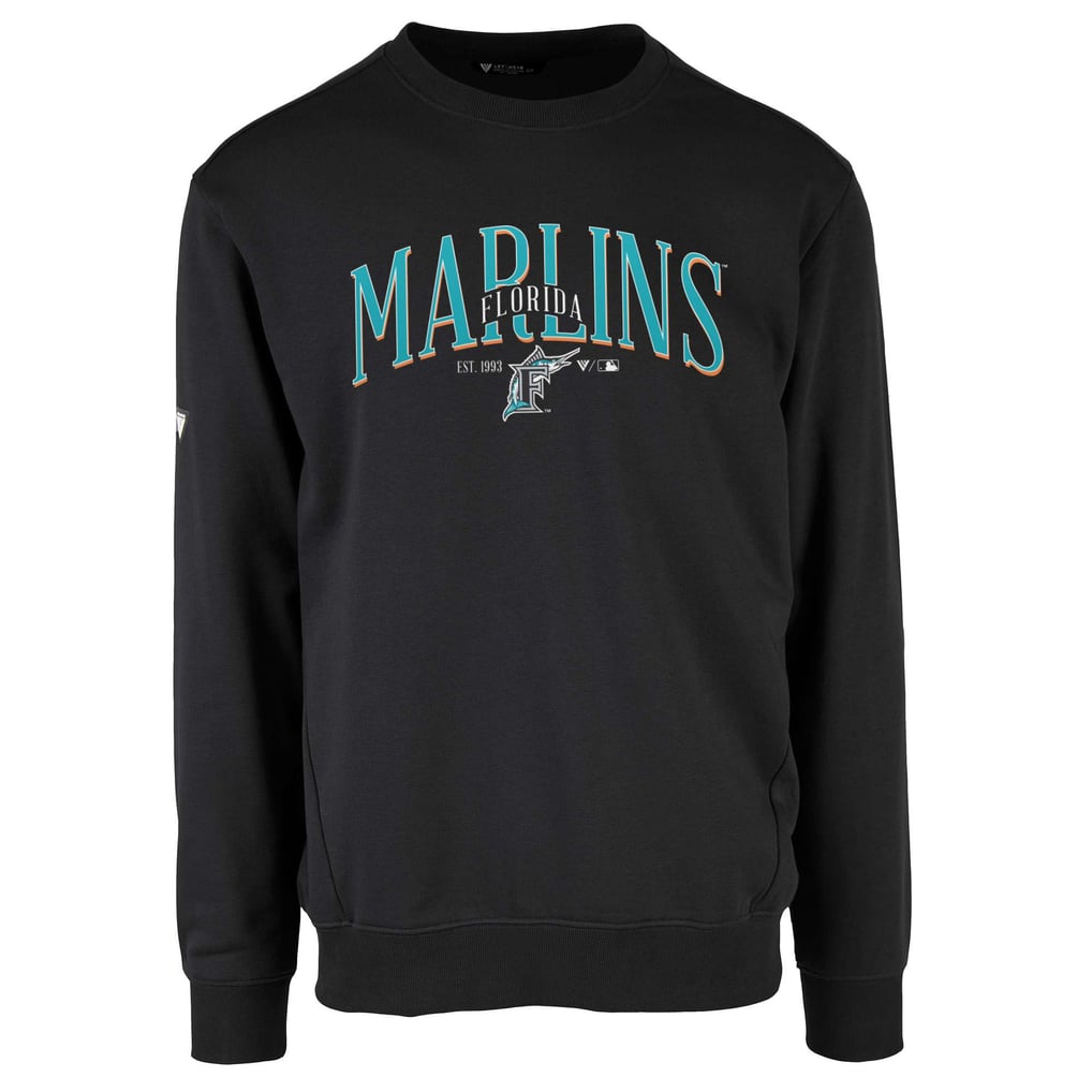 Florida Marlins Levelwear Zane Cooperstown Collection Retro Spellout Pullover Sweatshirt - Black