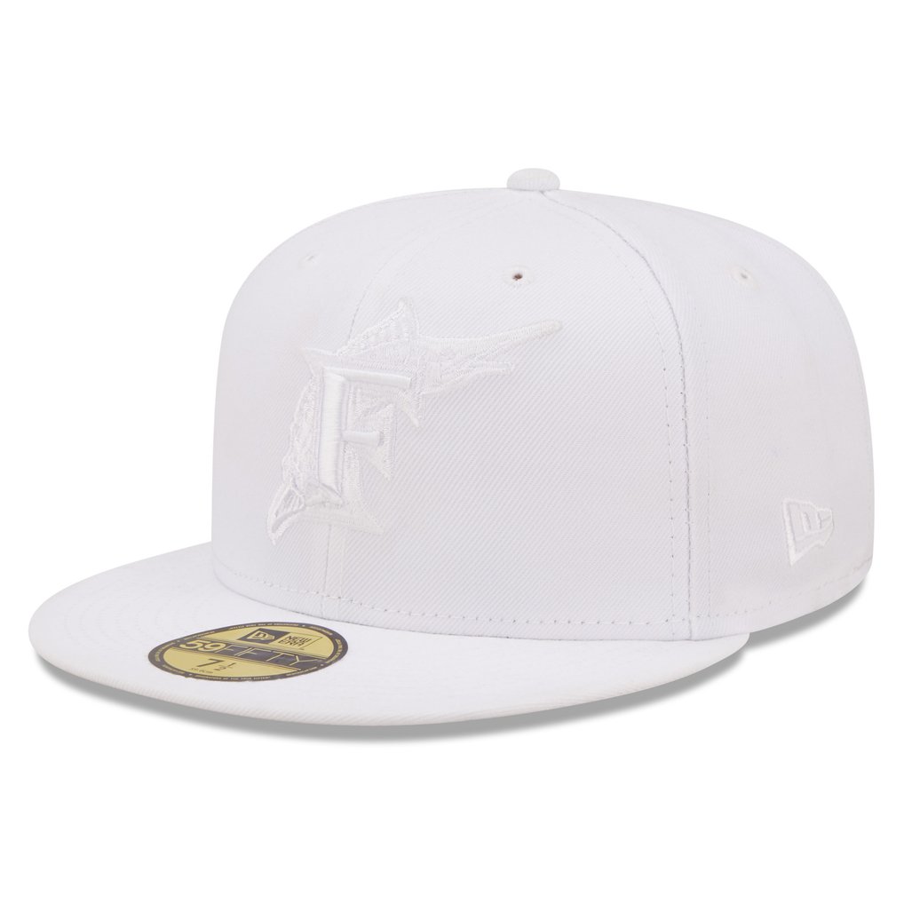 Miami Marlins New Era White on White 59FIFTY Fitted Hat