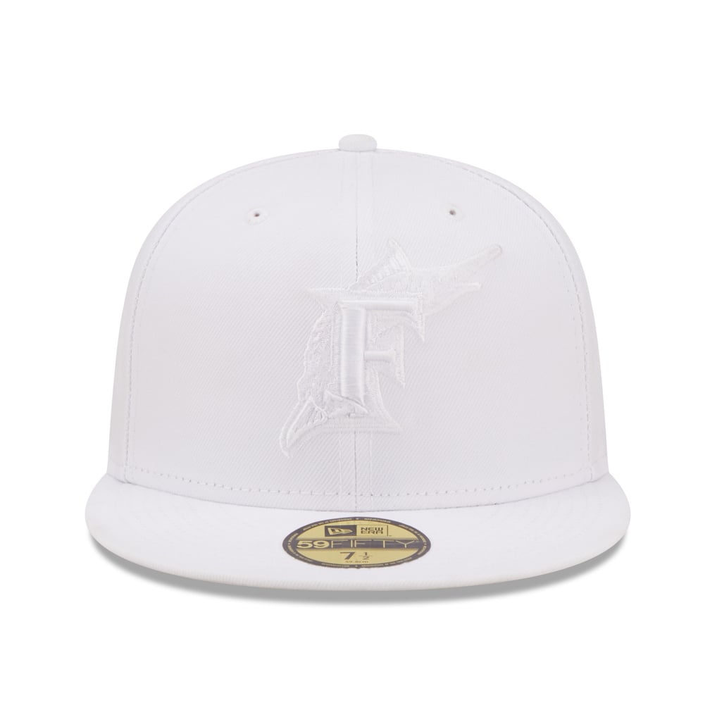 Miami Marlins New Era White on White 59FIFTY Fitted Hat