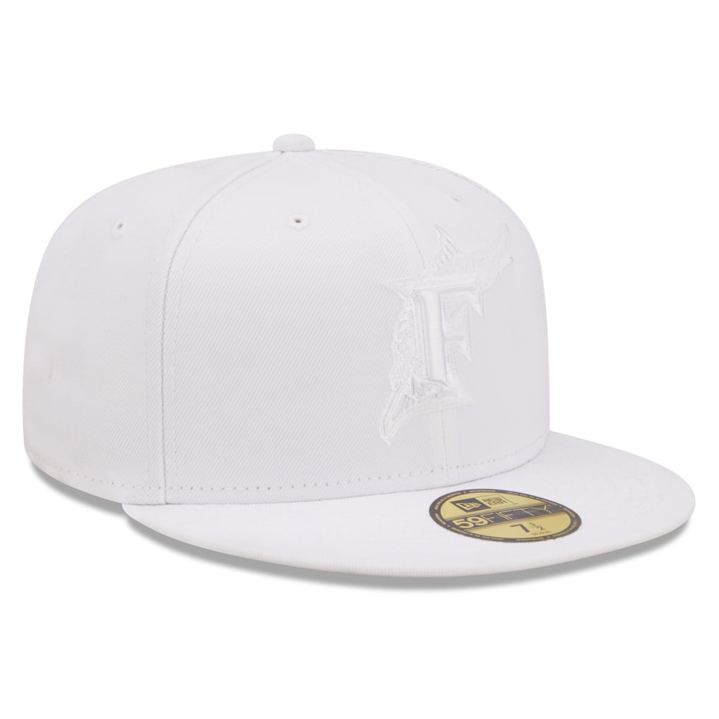 Miami Marlins New Era White on White 59FIFTY Fitted Hat