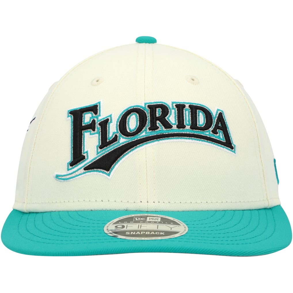 Florida Marlins New Era x Felt Low Profile 9FIFTY Snapback Hat - Cream