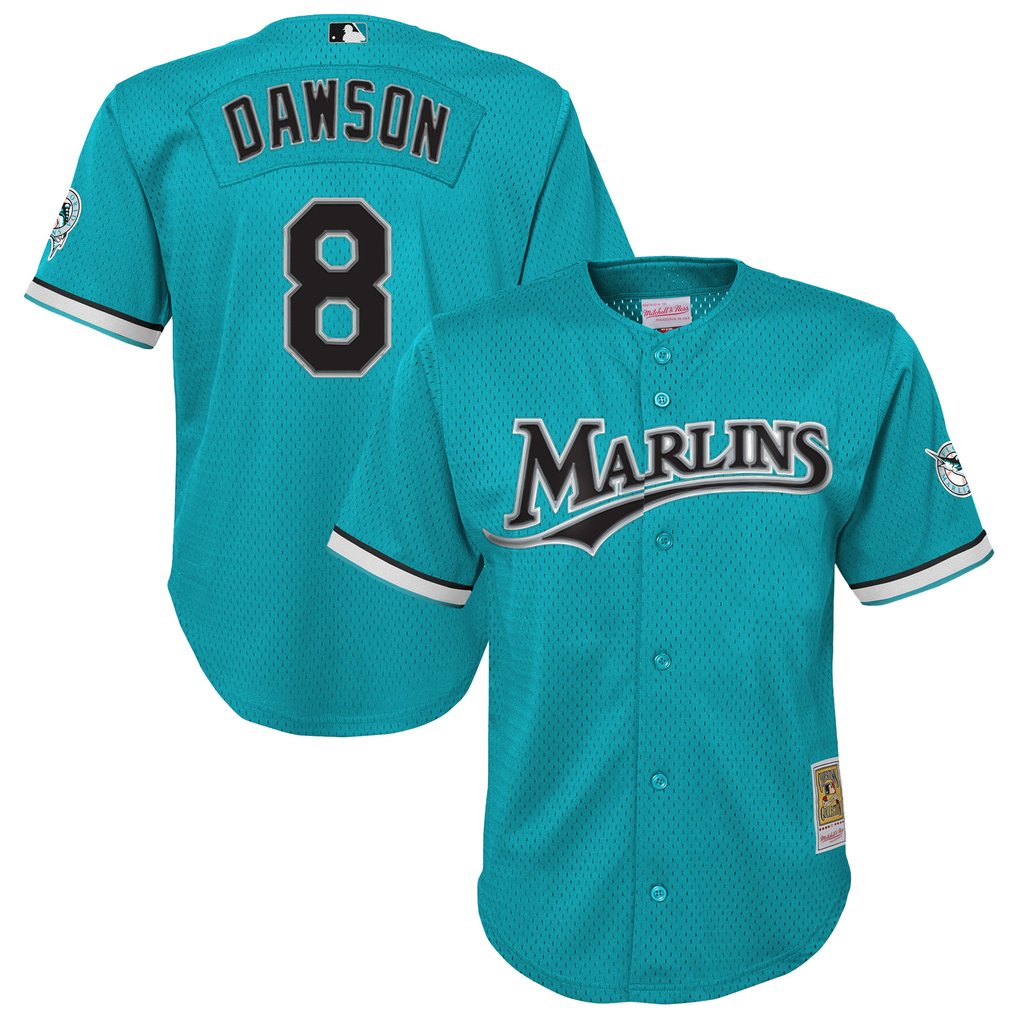 Andre Dawson Florida Marlins Mitchell & Ness Youth Mesh Batting Practice Replica Jersey - Teal