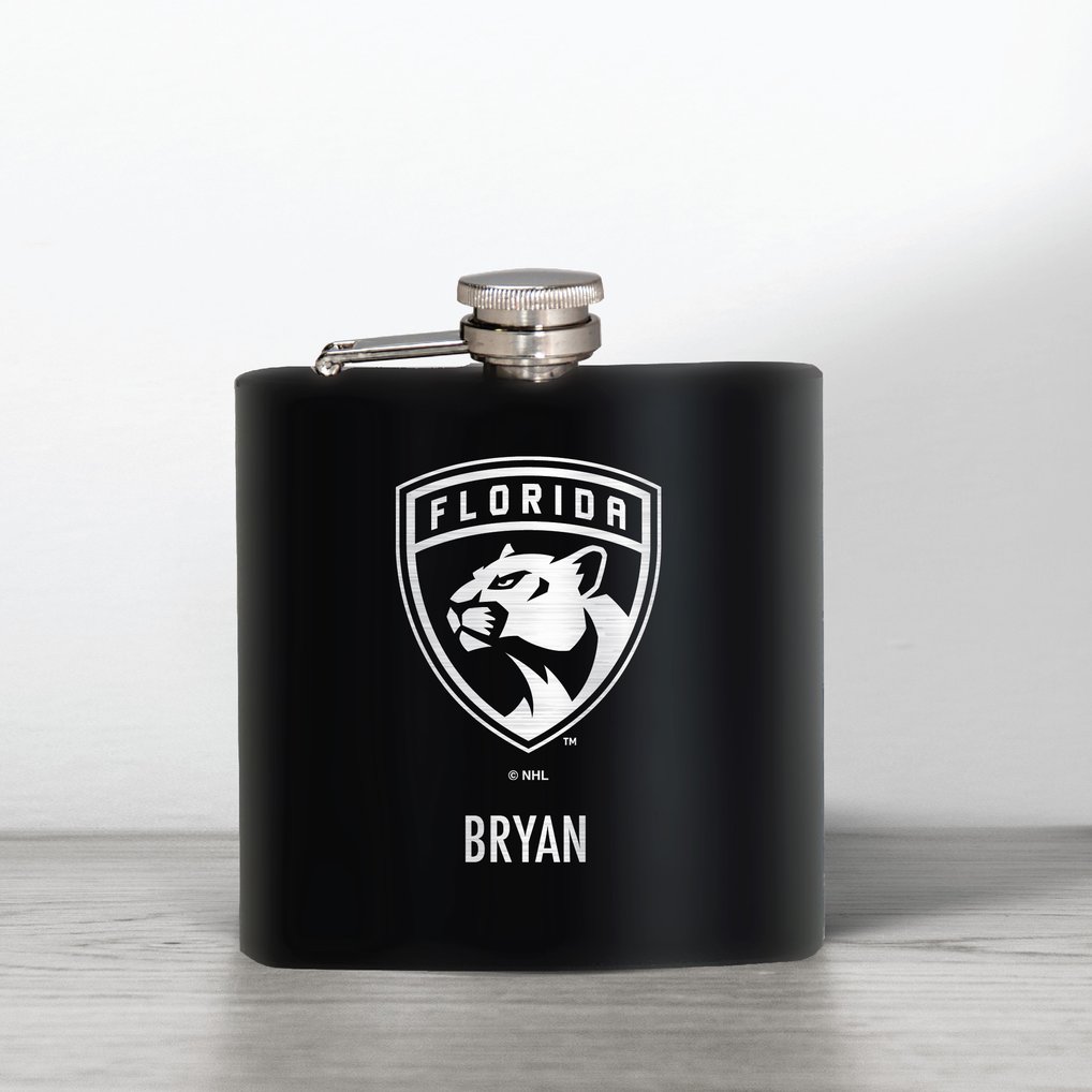 Florida Panthers 6oz. Personalized Stealth Hip Flask - Black