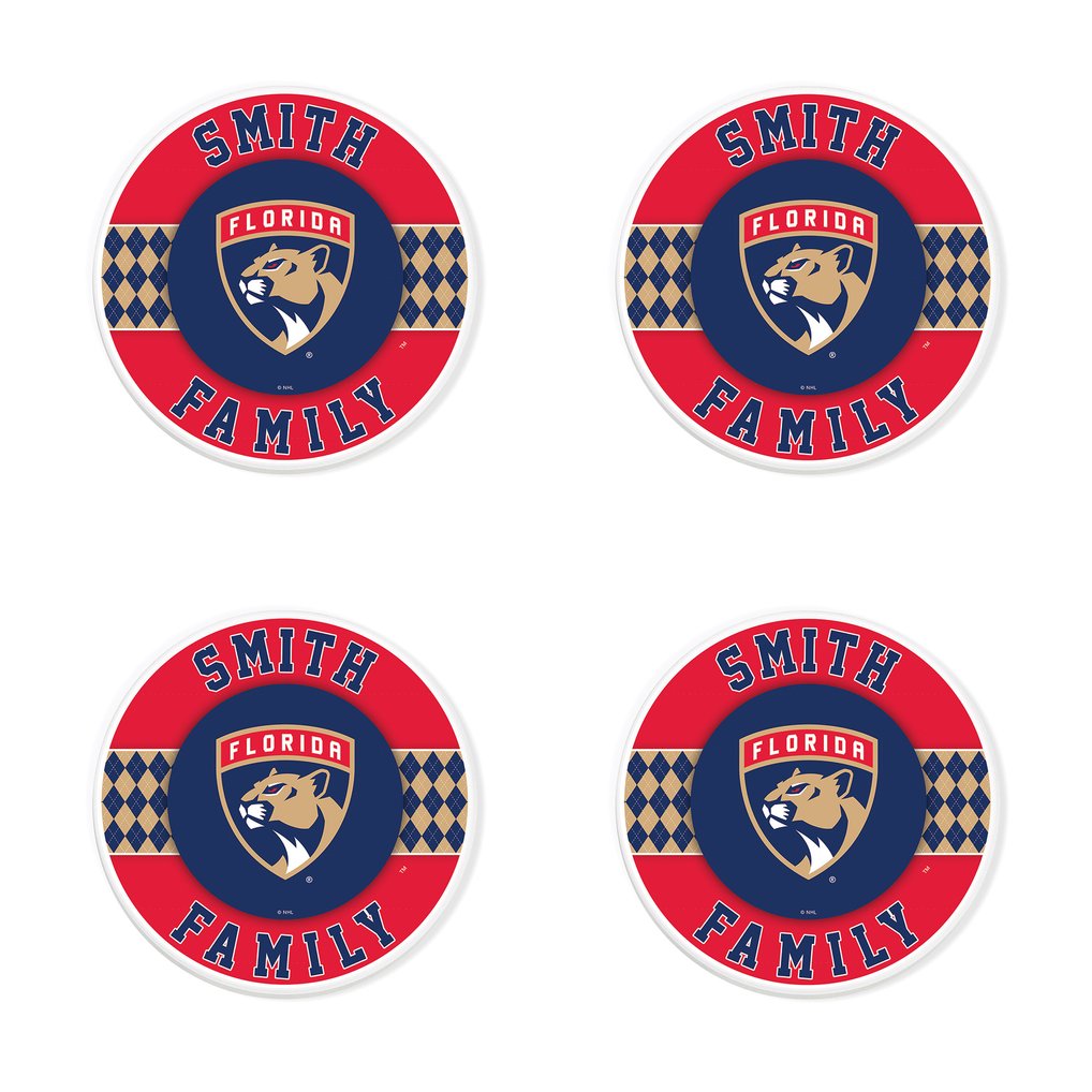 Florida Panthers 4" Personalized Circular Coasters 4-Pack Set