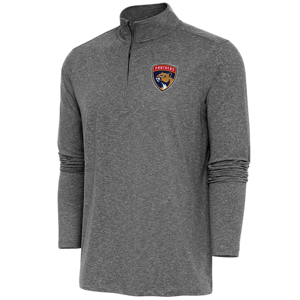  Florida Panthers Antigua Hunk Quarter-Zip Pullover Top - Heather Black