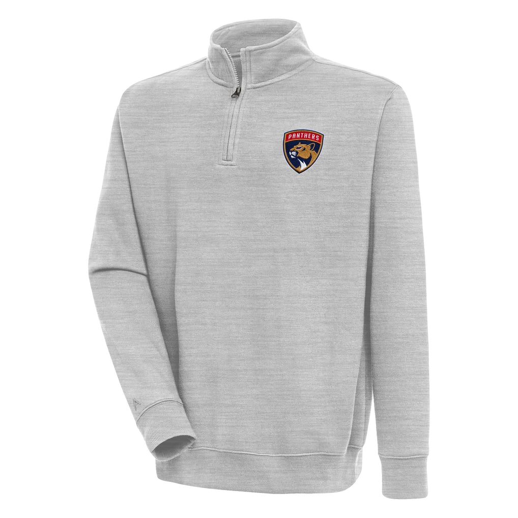  Florida Panthers Antigua Victory Quarter-Zip Pullover Top - Heather Gray