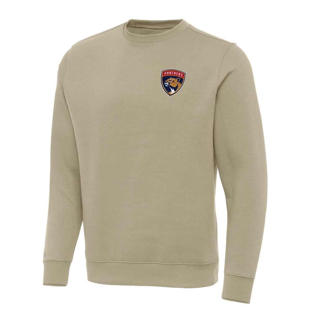 Florida Panthers Antigua Victory Crewneck Pullover Sweatshirt - Khaki