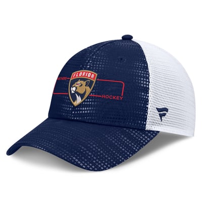 Florida Panthers Fanatics Authentic Pro Rink Boxed Logo Trucker Hat - Navy